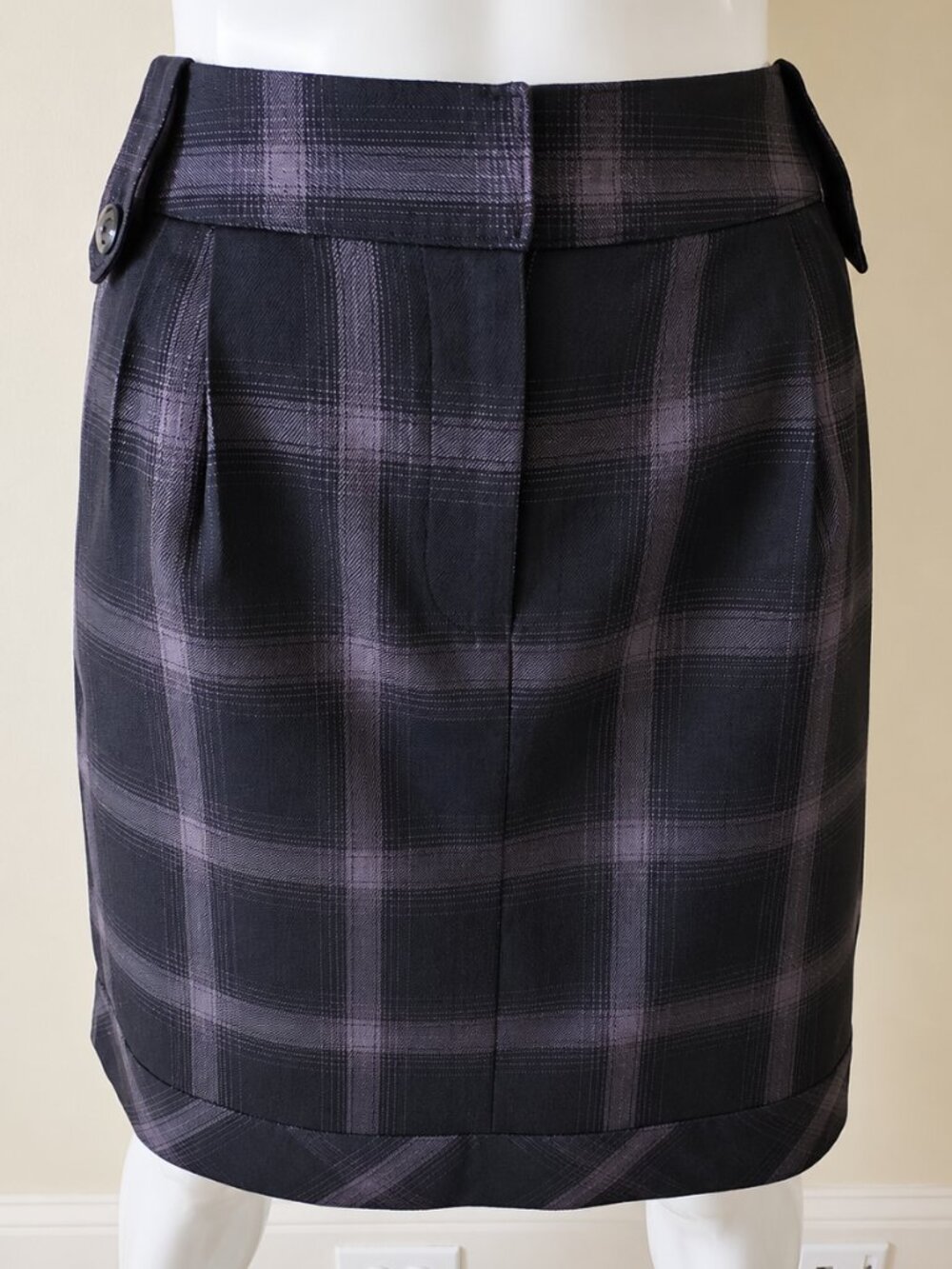 Worthington Black Plaid Business Casual Plus Size Pencil Skirt SZ 16